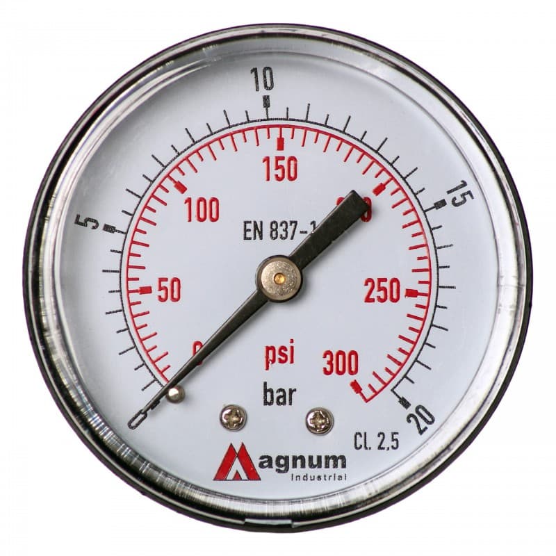 Magnum Manometr 50 mm do reduktorów 20 bar z przyłączem tylnym G1/4