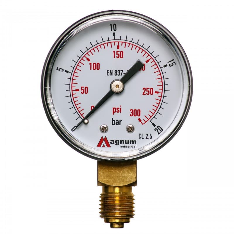 Magnum Manometr 50 mm do reduktorów 20 bar z przyłączem dolnym G1/4